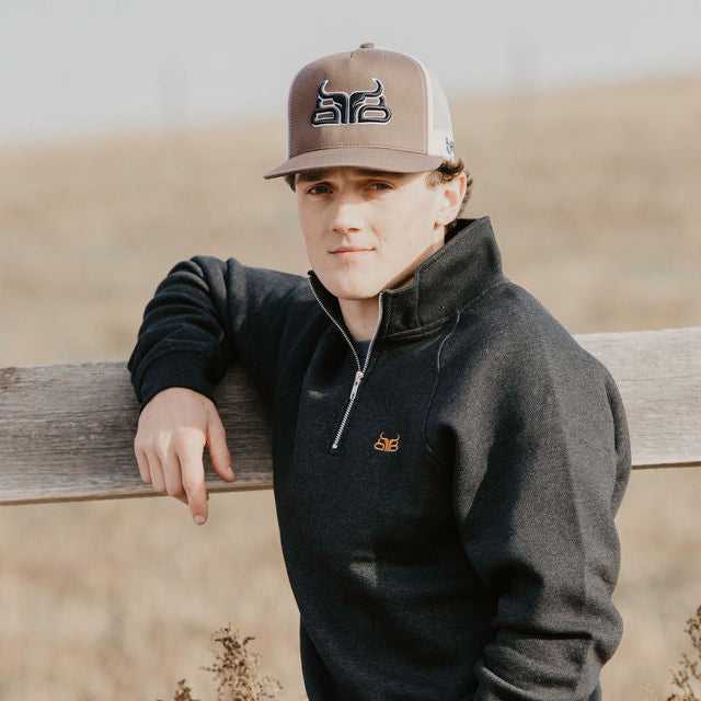 Heather Black Men's Small Logo 1/4 Zip Pullover