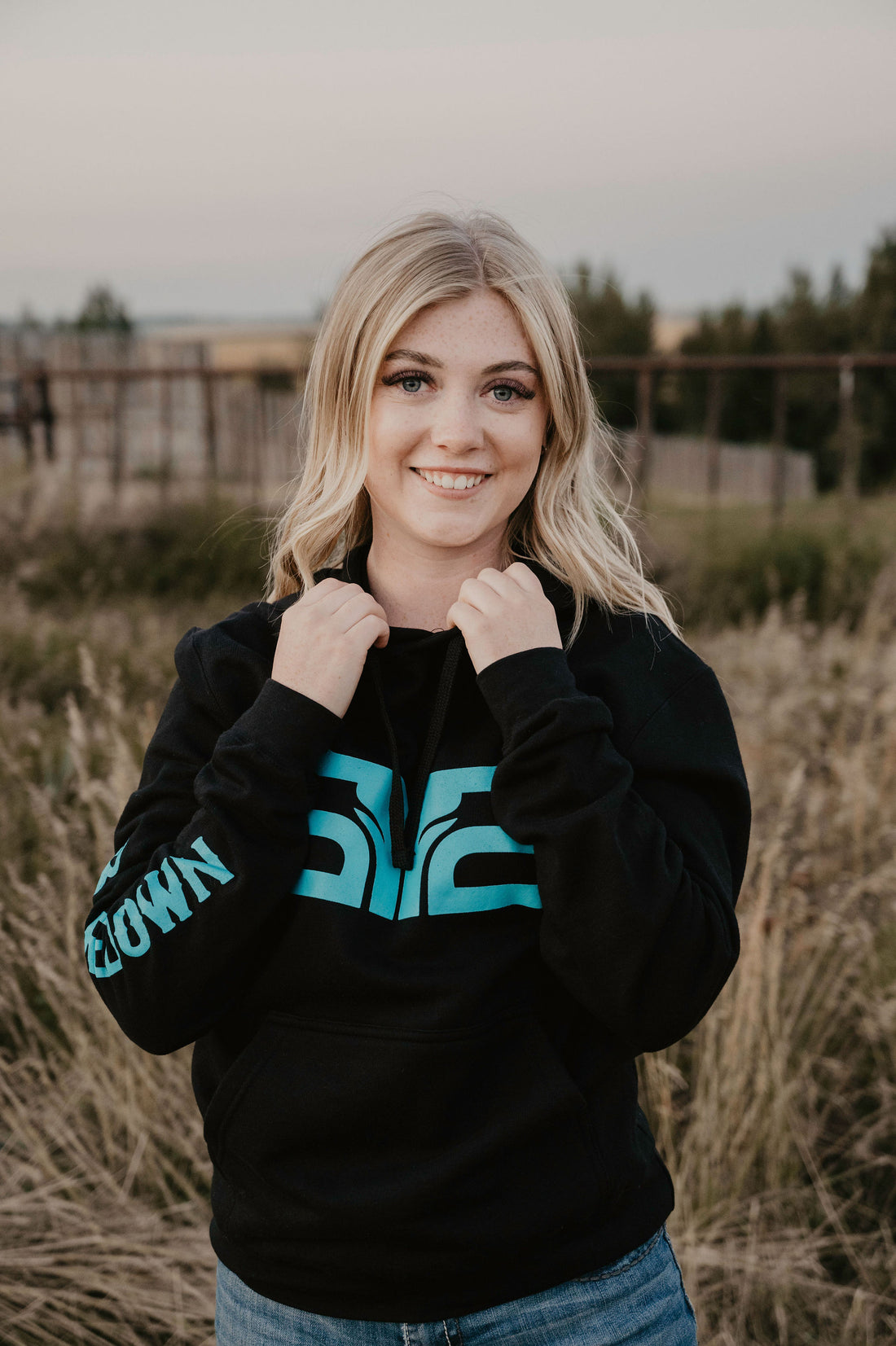 Cowpoke- Black & Teal Hoodie