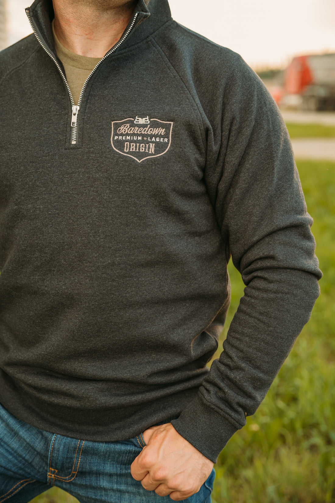 Cold One- Heather Black 1/4 Zip Pullover