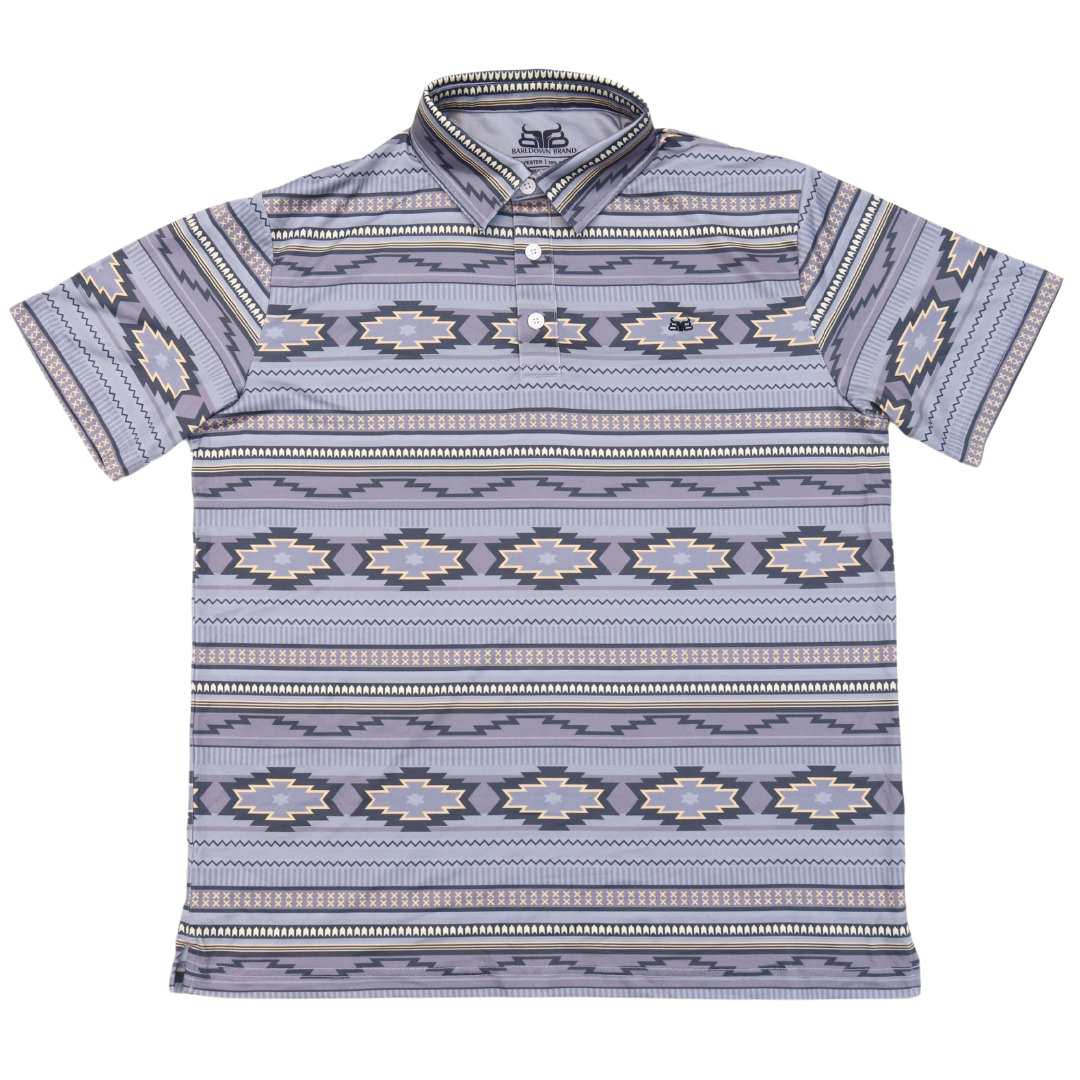 Mens Aztec Polo- Sky Blue