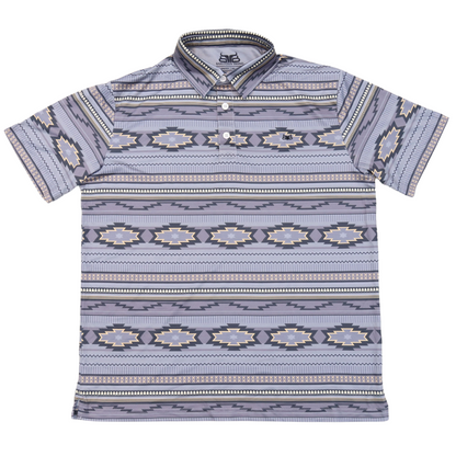 Mens Aztec Polo- Sky Blue