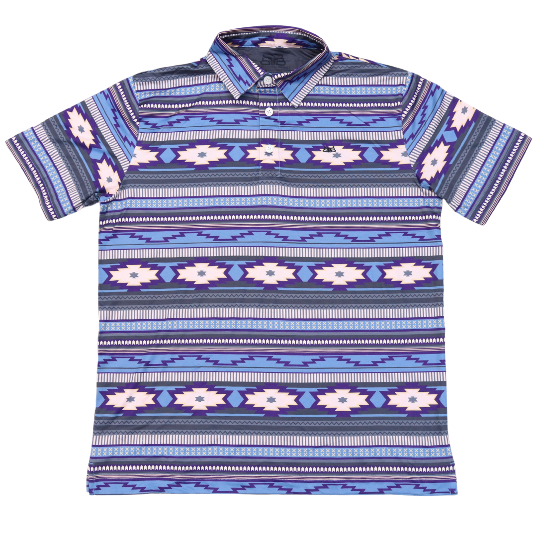 Mens Aztec Polo- Blue