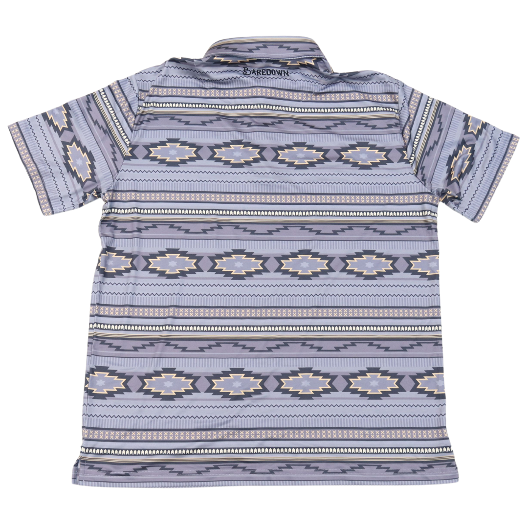 Mens Aztec Polo- Sky Blue