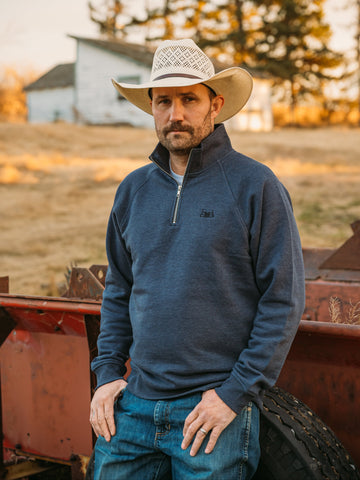 Heather Navy Men’s Small Logo 1/4 Zip Pullover