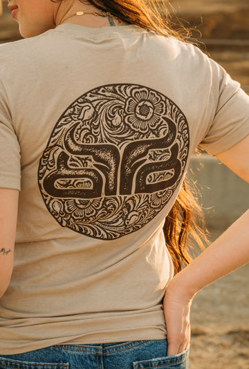 Tooled Up- Heather Tan T-Shirt