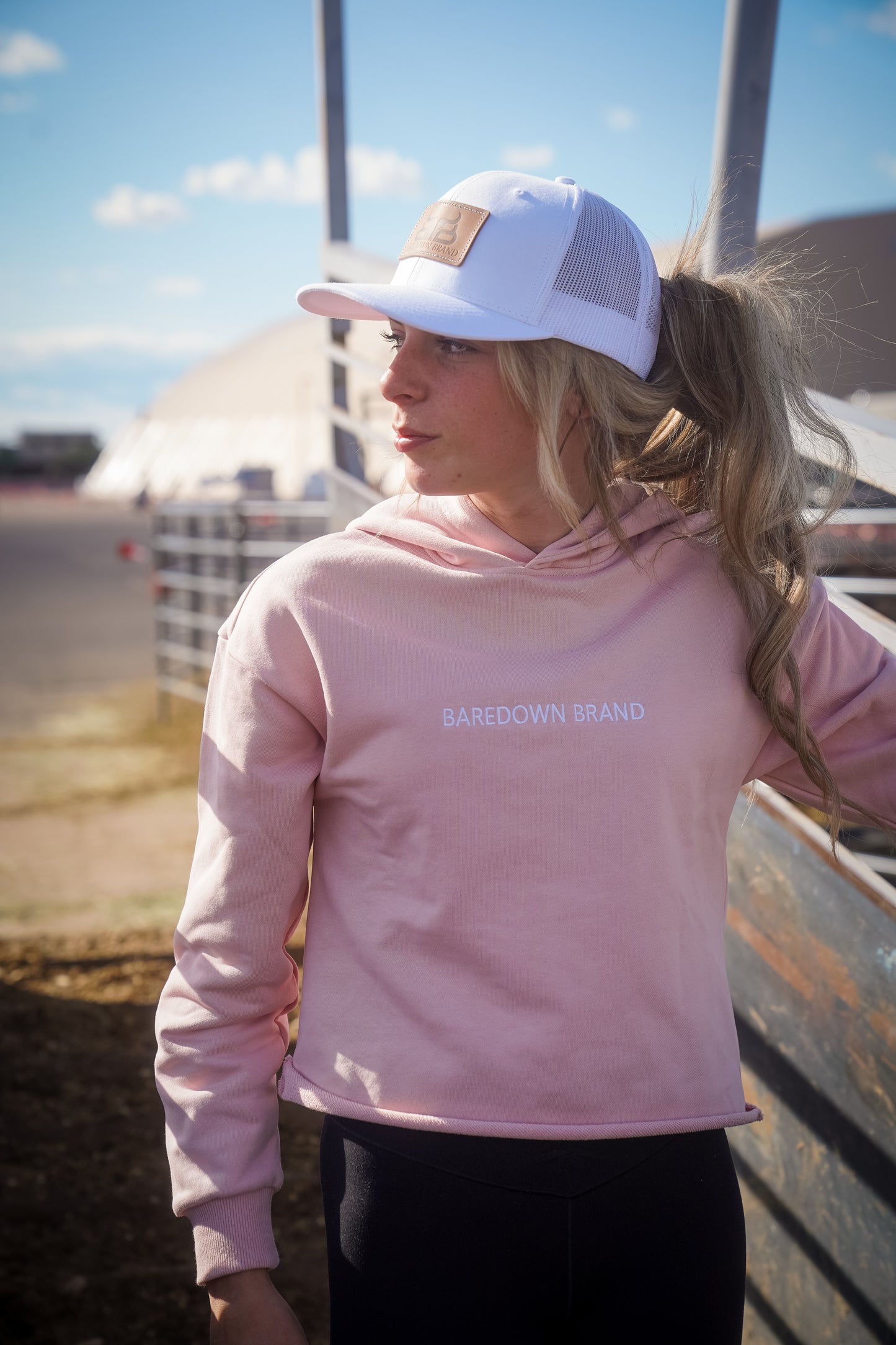 Ladies Dusty Rose Cropped Hoodie