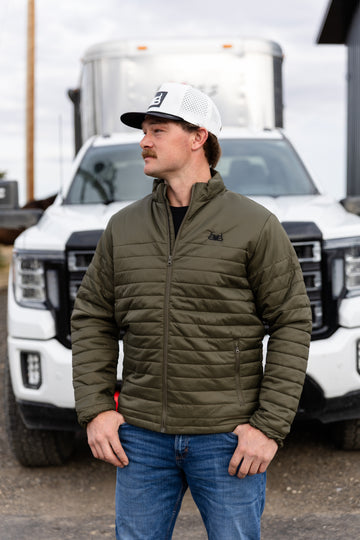 Men's Puffer Jacket- Olive