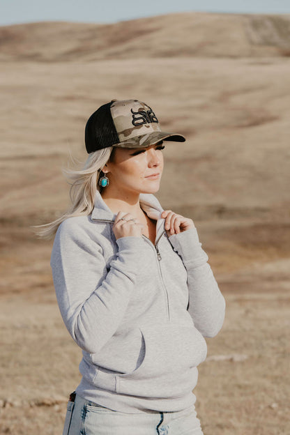 Heather Grey Women's 1/2 Zip Pullover