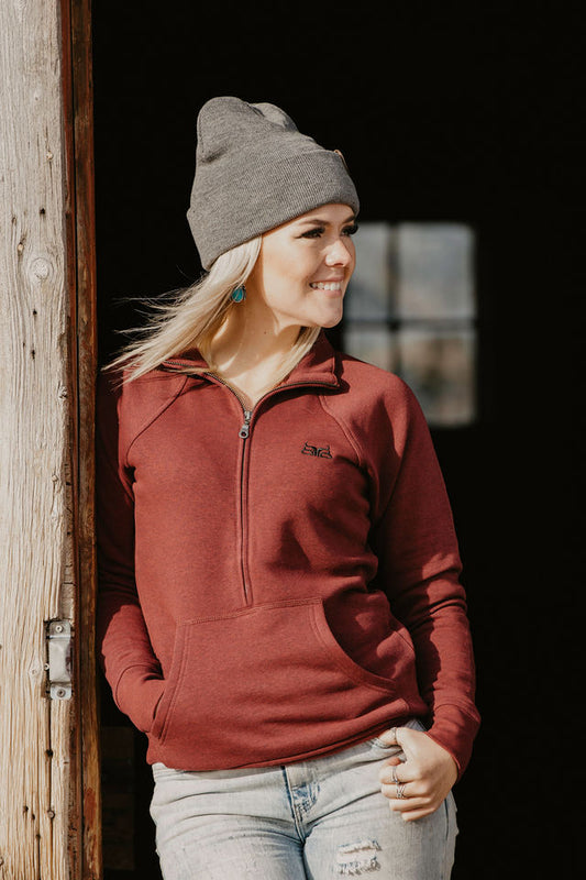 Heather Cardinal Women's 1/2 Zip Pullover