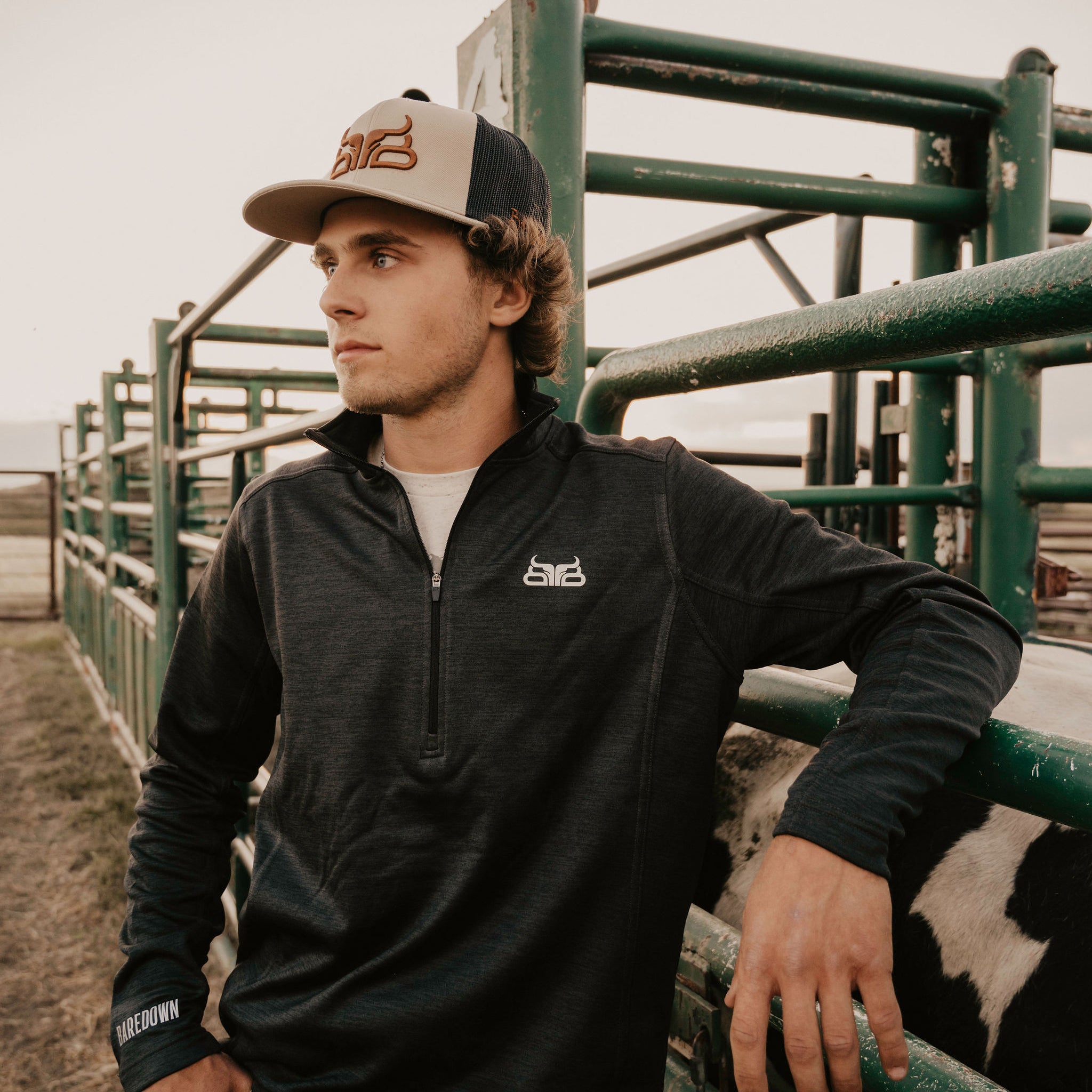 Mens Heather Black Fleece 1/2 Zip