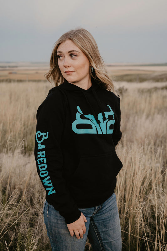 Cowpoke- Black & Teal Hoodie